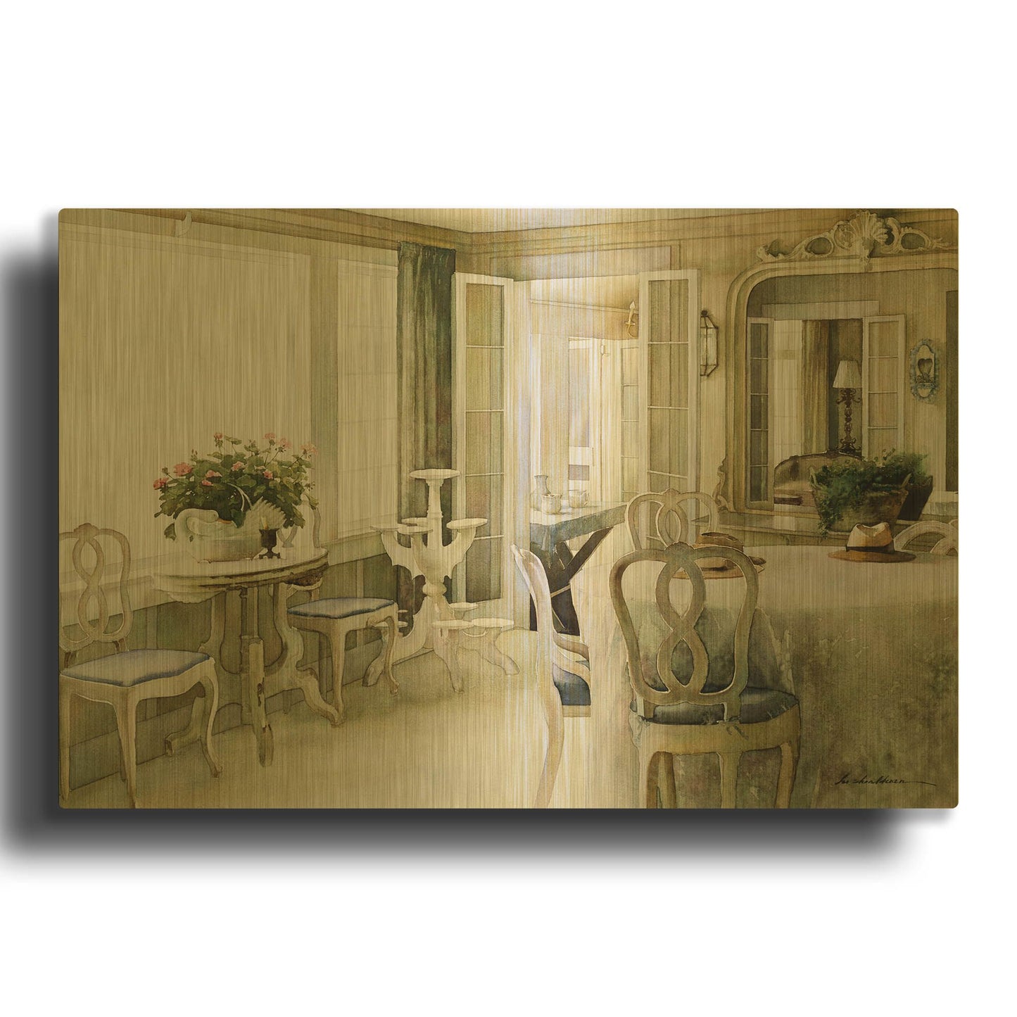 'The Shell Mirror' By Zhen-Huan Lu Gold Metal Wall Art