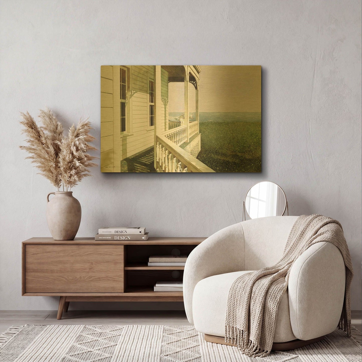 'Nantucket Light' By Zhen-Huan Lu Gold Metal Wall Art