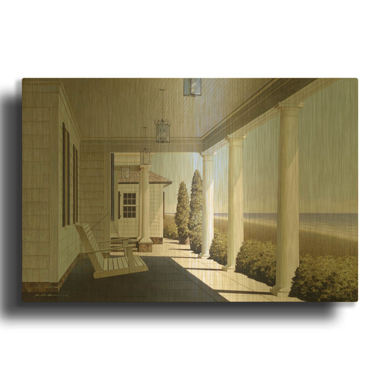 'Porch Lights' By Zhen-Huan Lu Gold Metal Wall Art