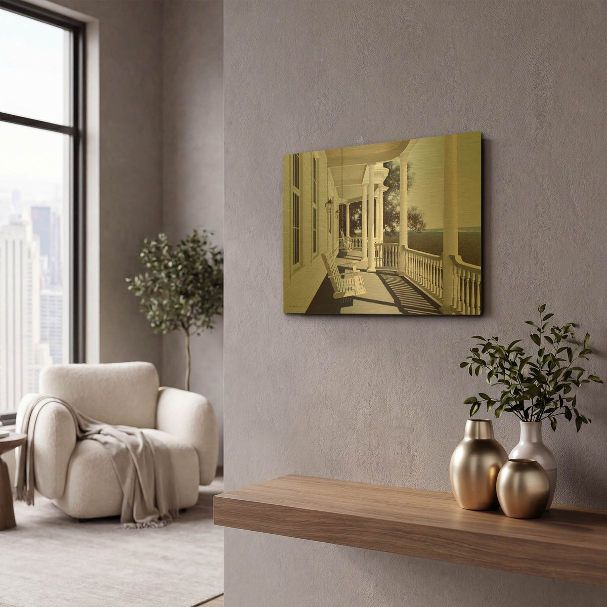 'Gaslights' By Zhen-Huan Lu Gold Metal Wall Art