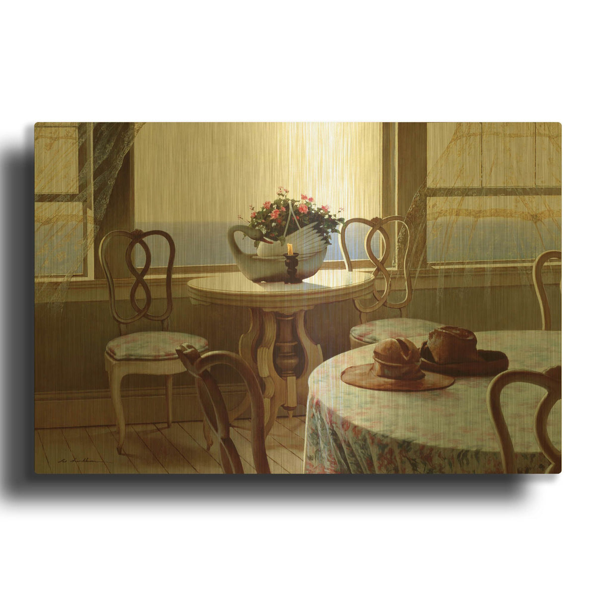 'The Dining Room' By Zhen-Huan Lu Gold Metal Wall Art