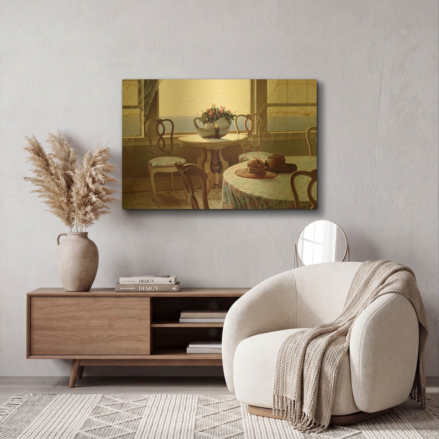 'The Dining Room' By Zhen-Huan Lu Gold Metal Wall Art