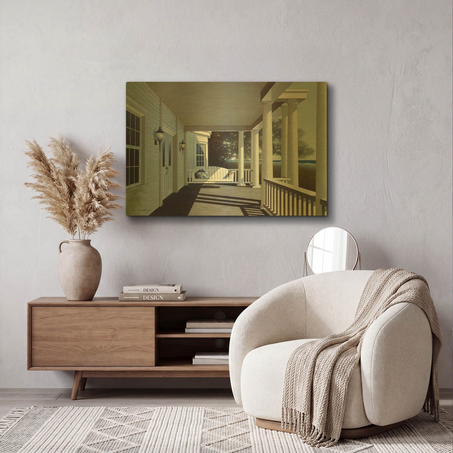 'Porch Swing' By Zhen-Huan Lu Gold Metal Wall Art