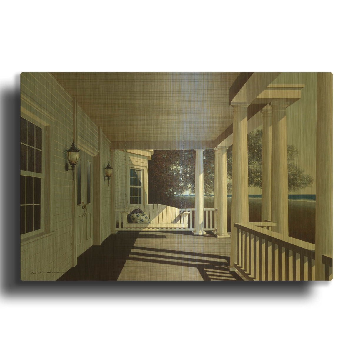 'Porch Swing' By Zhen-Huan Lu Gold Metal Wall Art