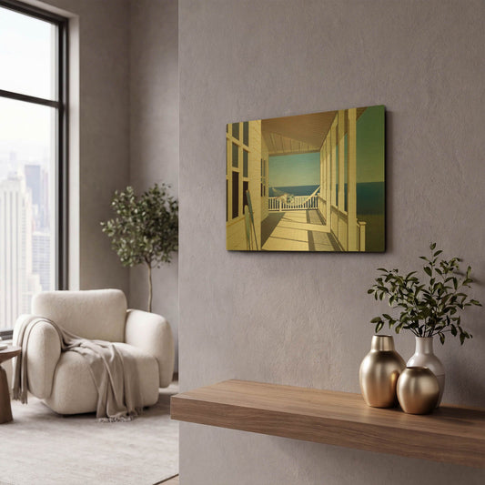 'Porch Shadows' By Zhen-Huan Lu Gold Metal Wall Art