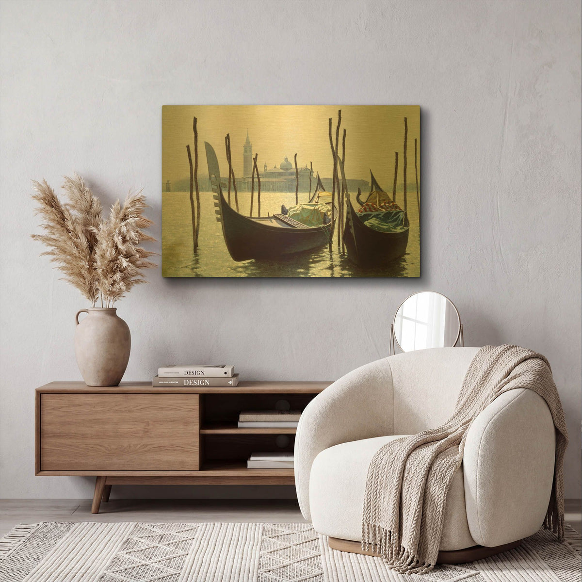 'Gondolas, Venice' By Zhen-Huan Lu Gold Metal Wall Art