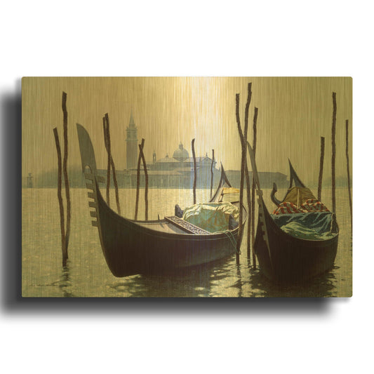 'Gondolas, Venice' By Zhen-Huan Lu Gold Metal Wall Art