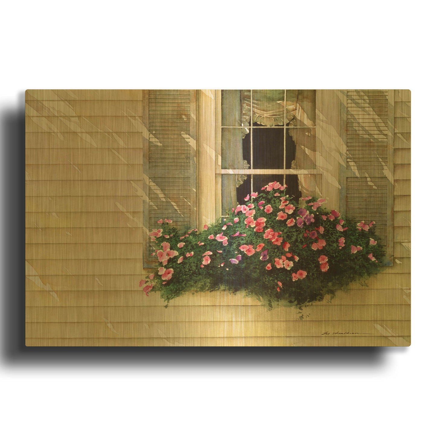 'Shutter Blue' By Zhen-Huan Lu Gold Metal Wall Art
