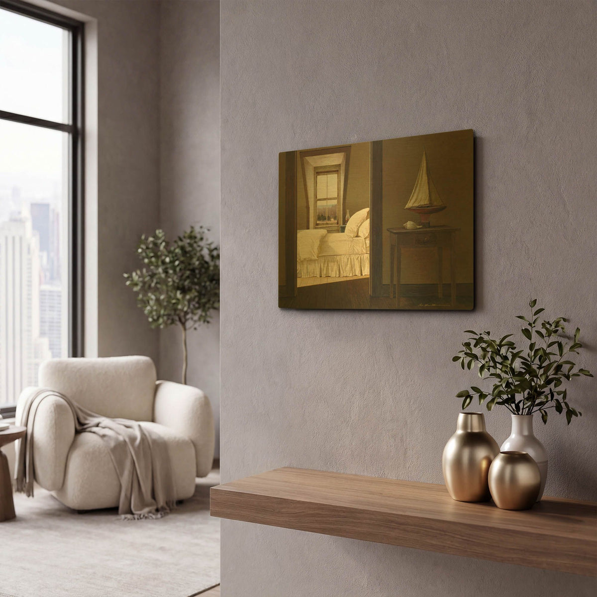 'Guest Room' By Zhen-Huan Lu Gold Metal Wall Art