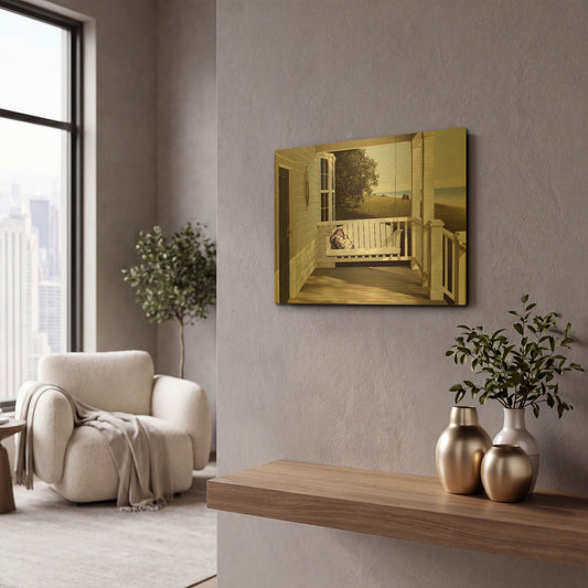 'Shore House' By Zhen-Huan Lu Gold Metal Wall Art