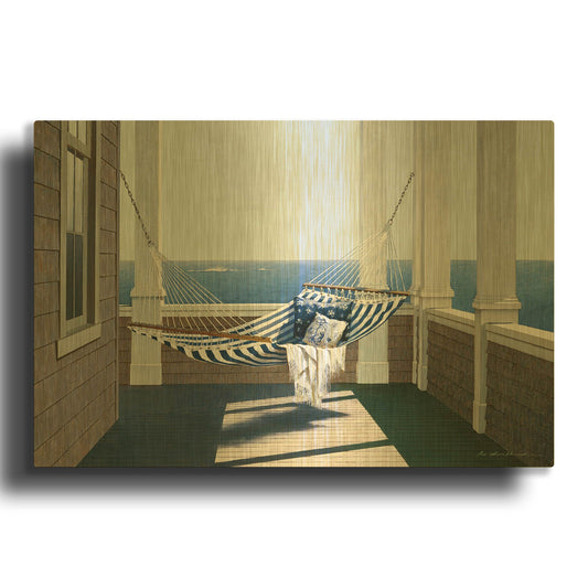 'Striped Hammock' By Zhen-Huan Lu Gold Metal Wall Art