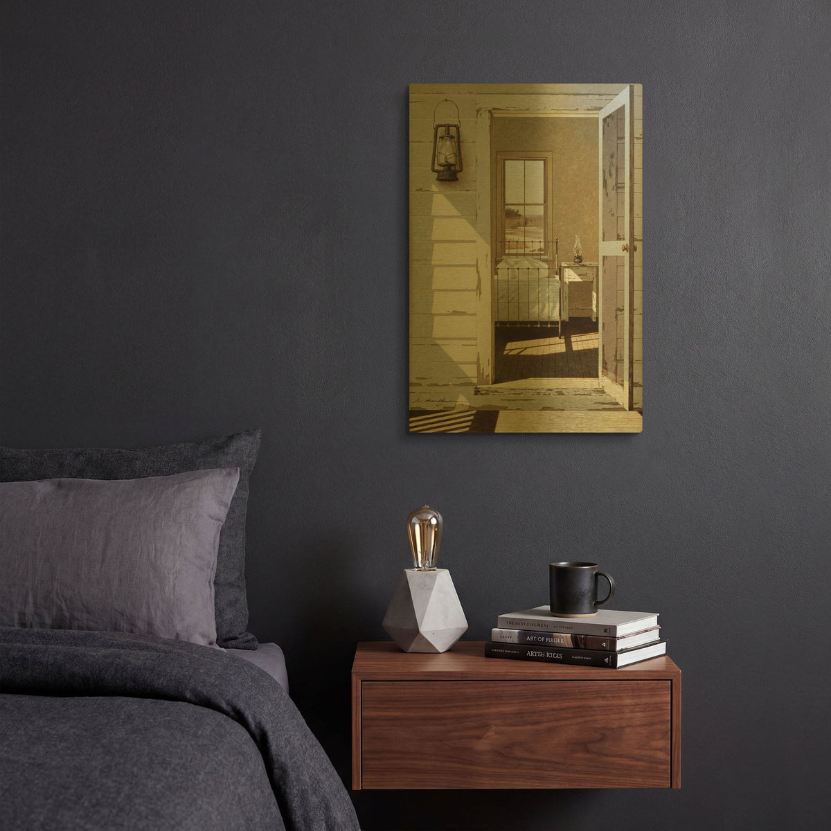 'Oil Lamp' By Zhen-Huan Lu Gold Metal Wall Art
