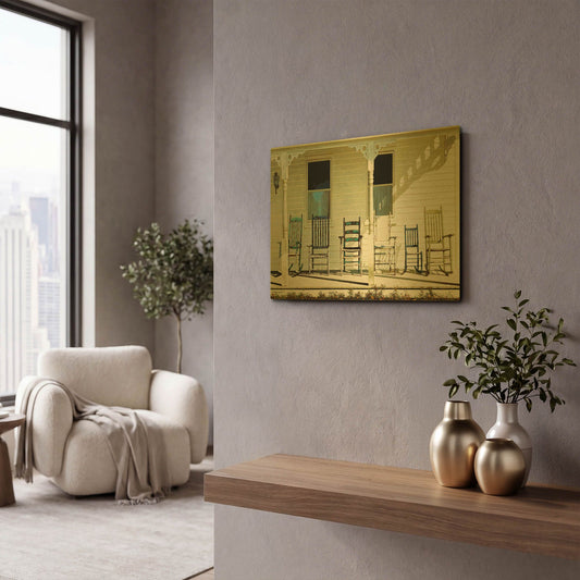 'Chair Family' By Zhen-Huan Lu Gold Metal Wall Art