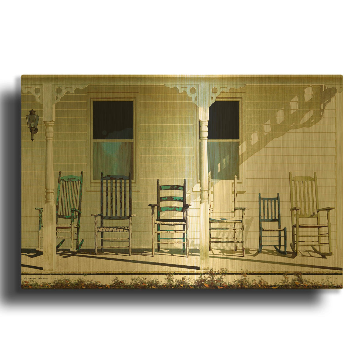 'Chair Family' By Zhen-Huan Lu Gold Metal Wall Art