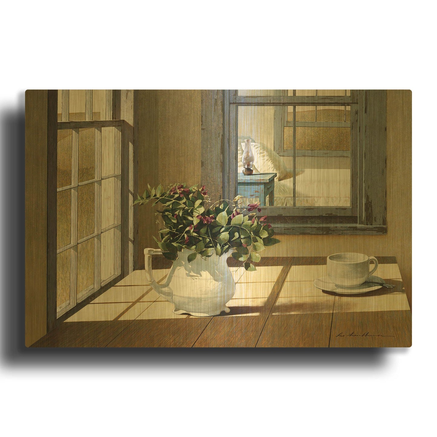 'Morning Coffee' By Zhen-Huan Lu Gold Metal Wall Art