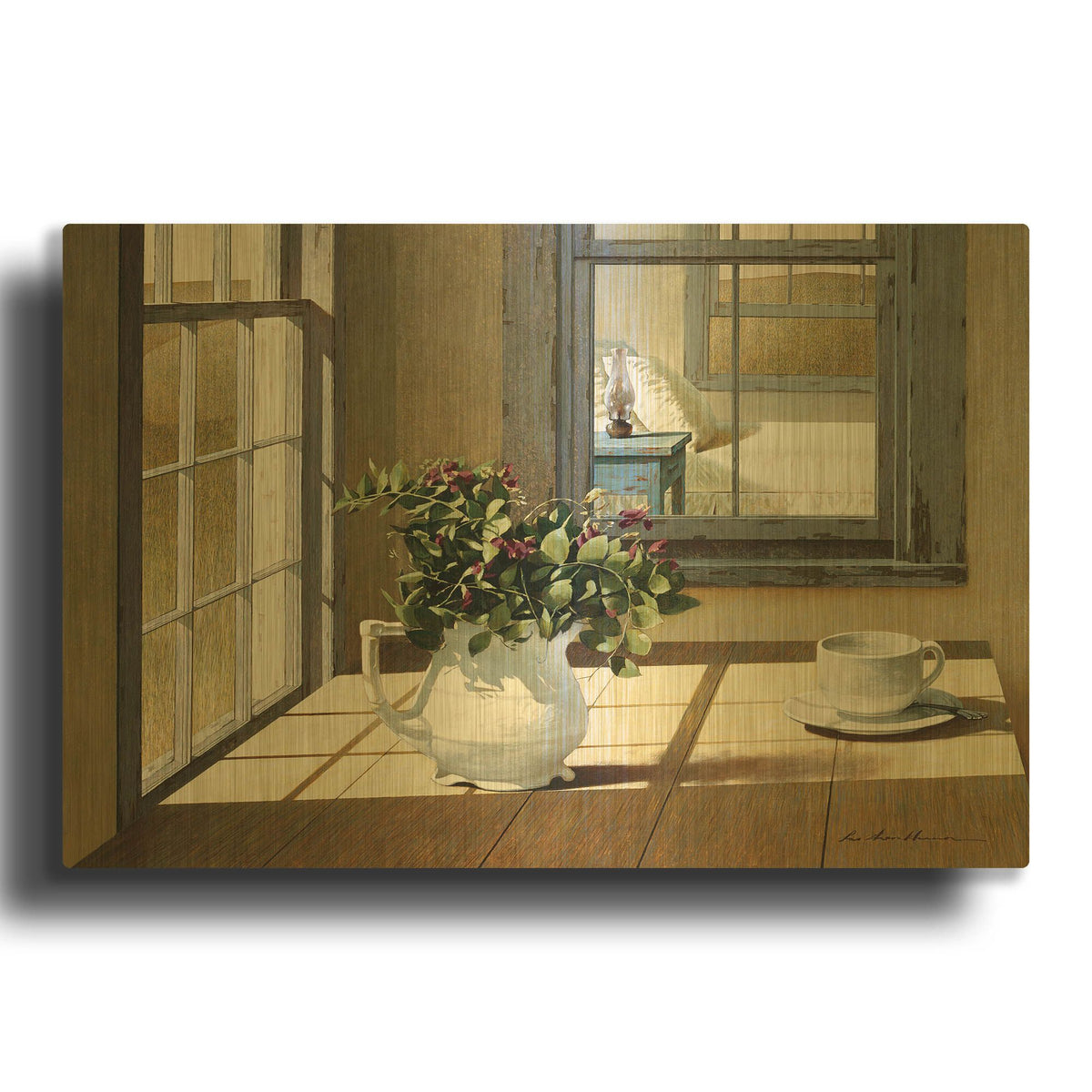 'Morning Coffee' By Zhen-Huan Lu Gold Metal Wall Art