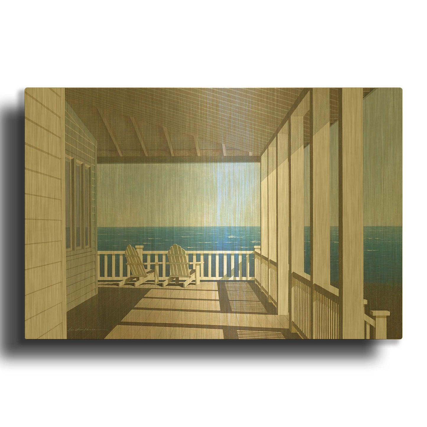 'Two Chairs, Southampton' By Zhen-Huan Lu Gold Metal Wall Art