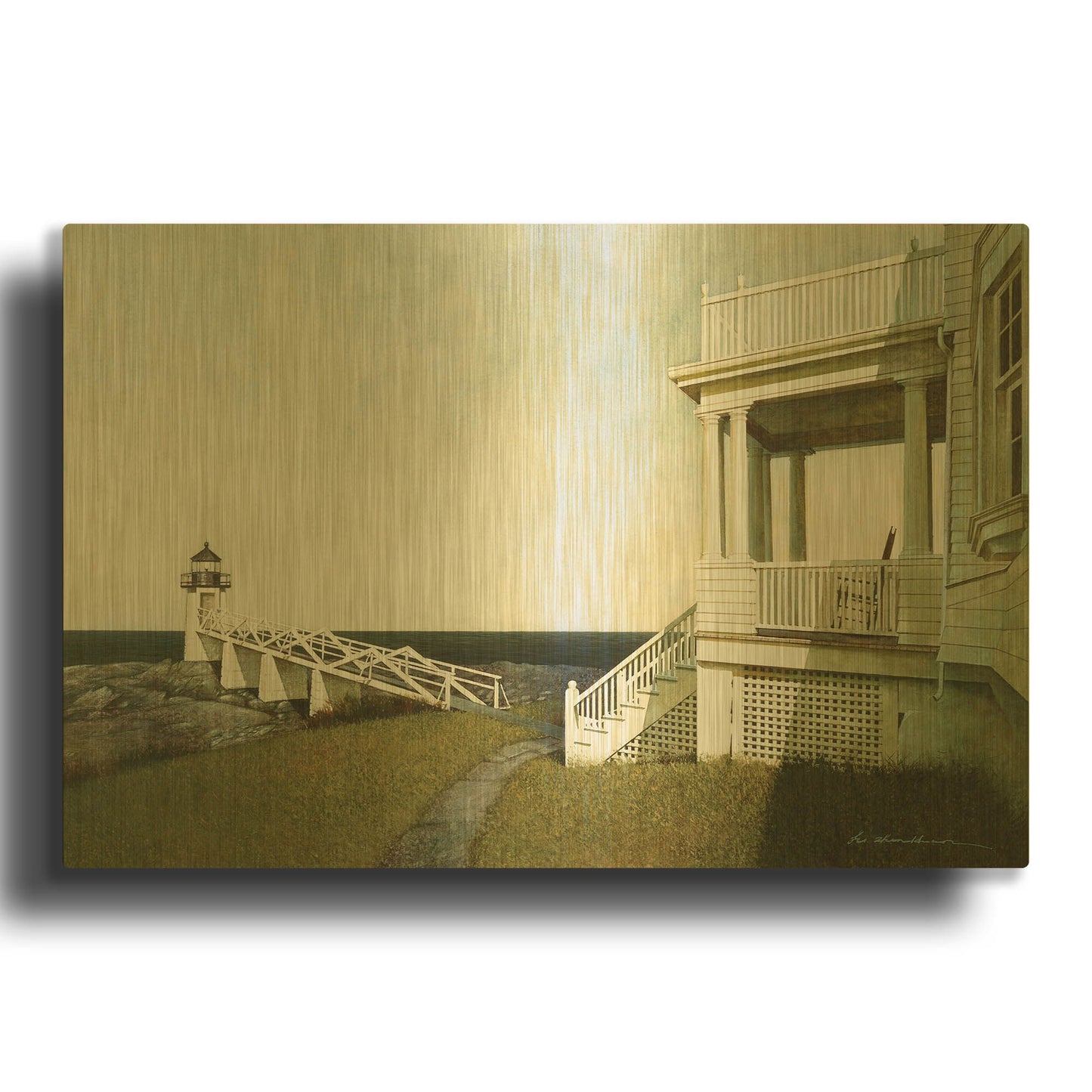'Marshall Point Lighthouse' By Zhen-Huan Lu Gold Metal Wall Art