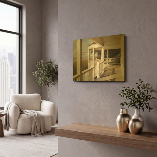 'Porch Swing 2' By Zhen-Huan Lu Gold Metal Wall Art