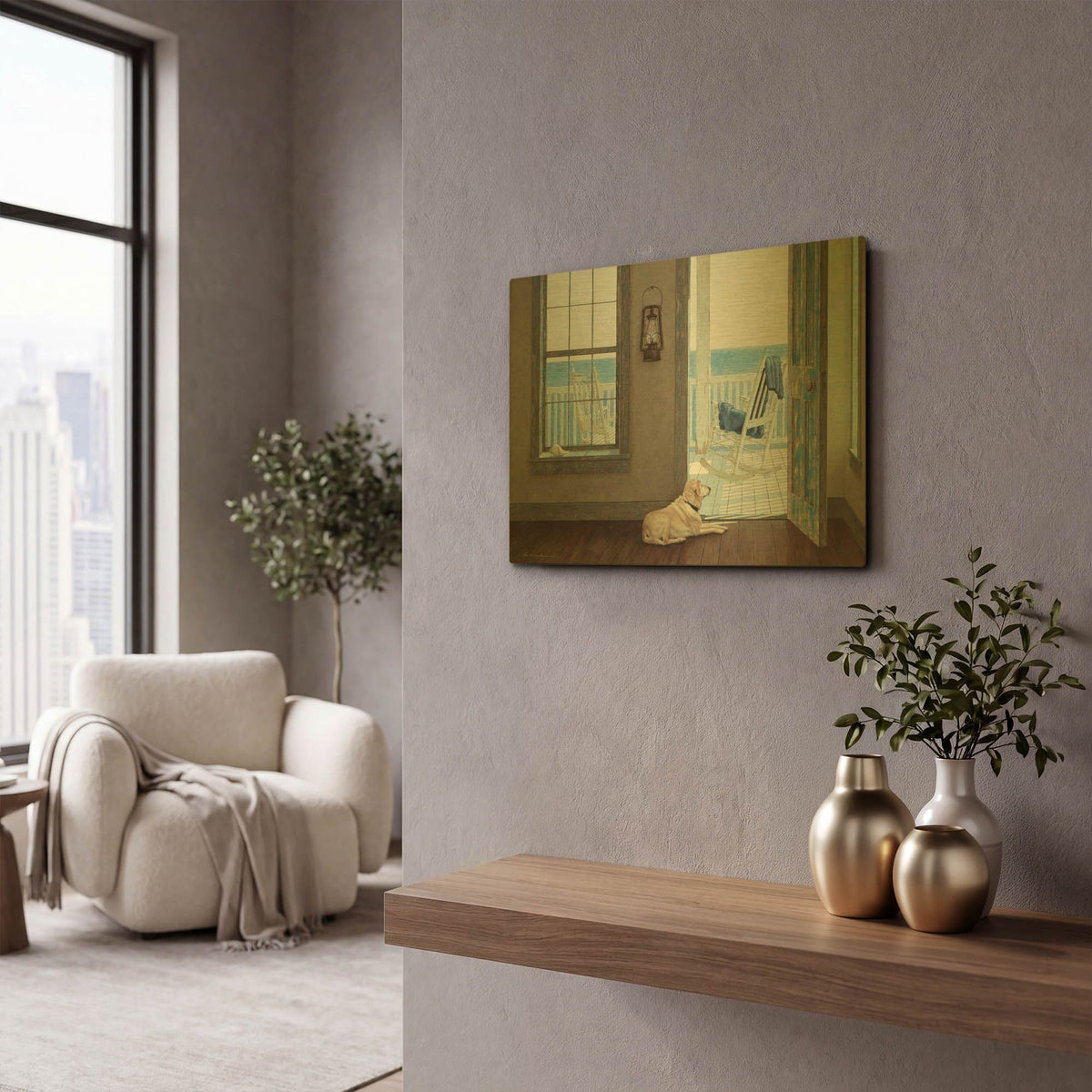 'The Rocking Chair' By Zhen-Huan Lu Gold Metal Wall Art