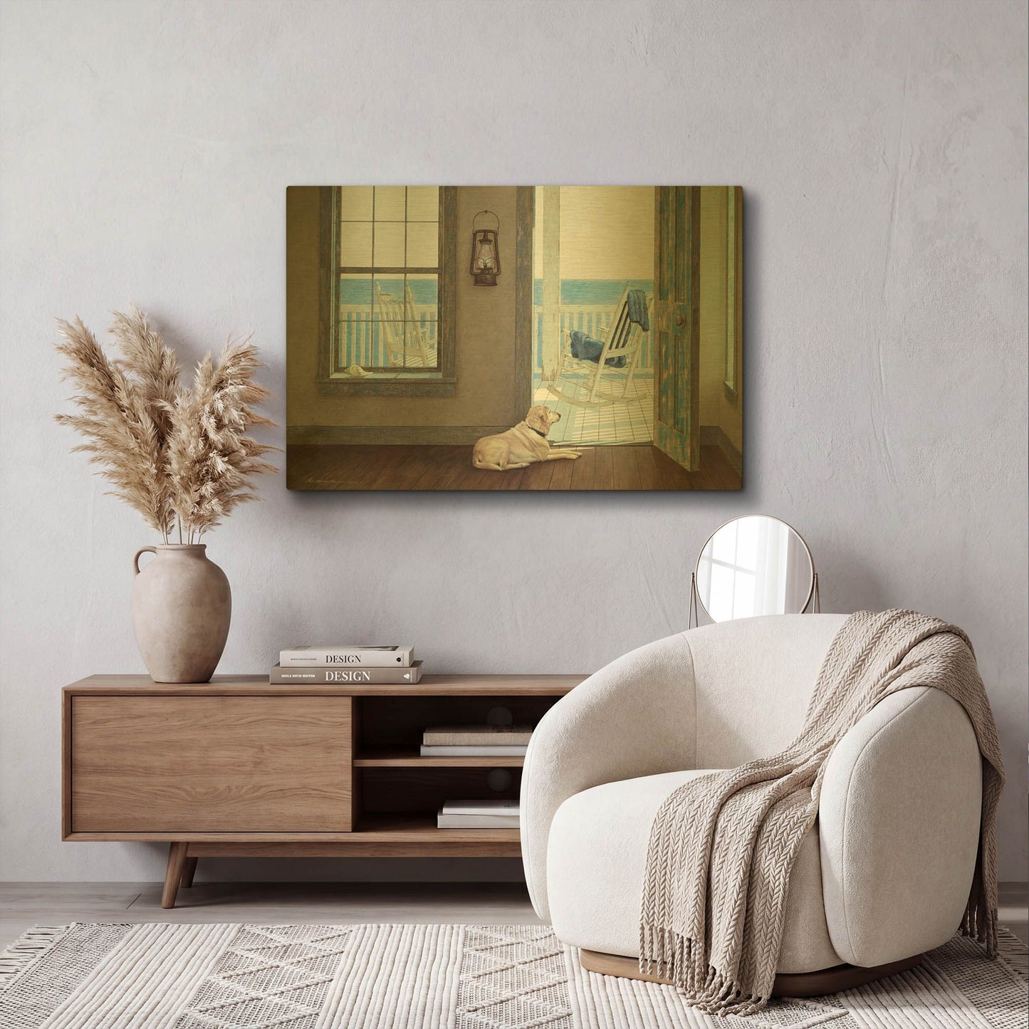 'The Rocking Chair' By Zhen-Huan Lu Gold Metal Wall Art