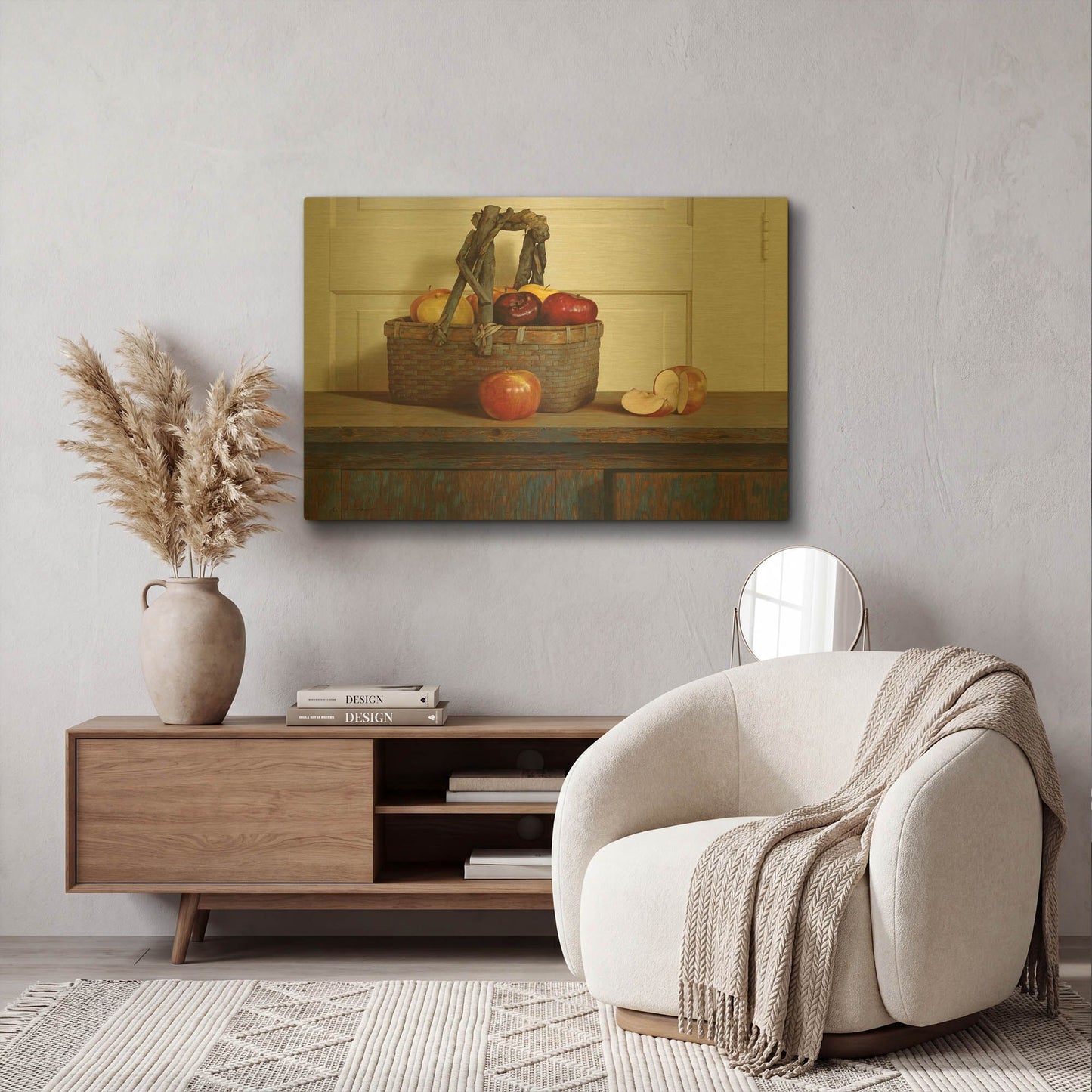 'Still Life With Apples' By Zhen-Huan Lu Gold Metal Wall Art
