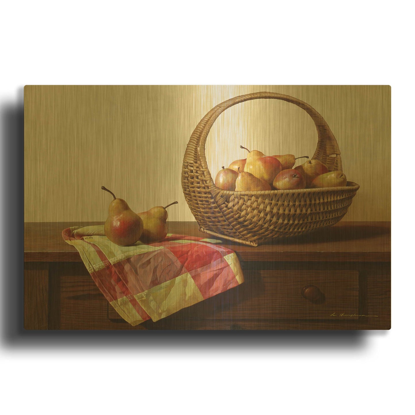 'Still Life With Pears' By Zhen-Huan Lu Gold Metal Wall Art
