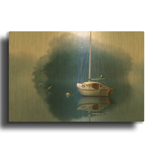 'Sail Boat' By Zhen-Huan Lu Gold Metal Wall Art