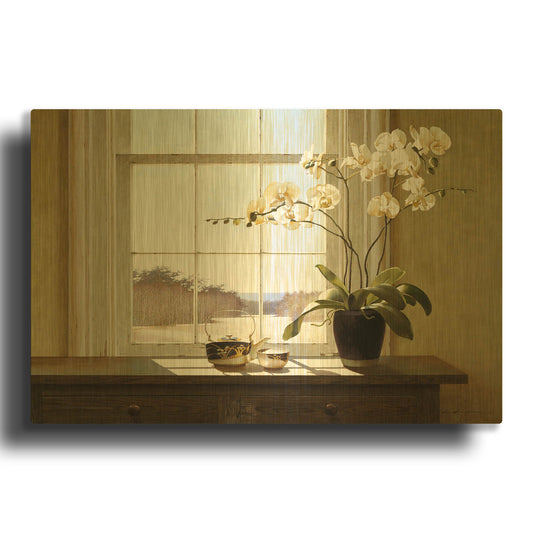 'Orchids In The Window 2' By Zhen-Huan Lu Gold Metal Wall Art