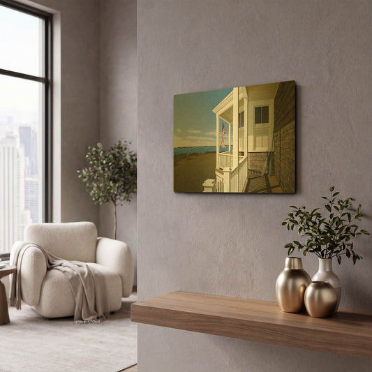 'Porch View' By Zhen-Huan Lu Gold Metal Wall Art