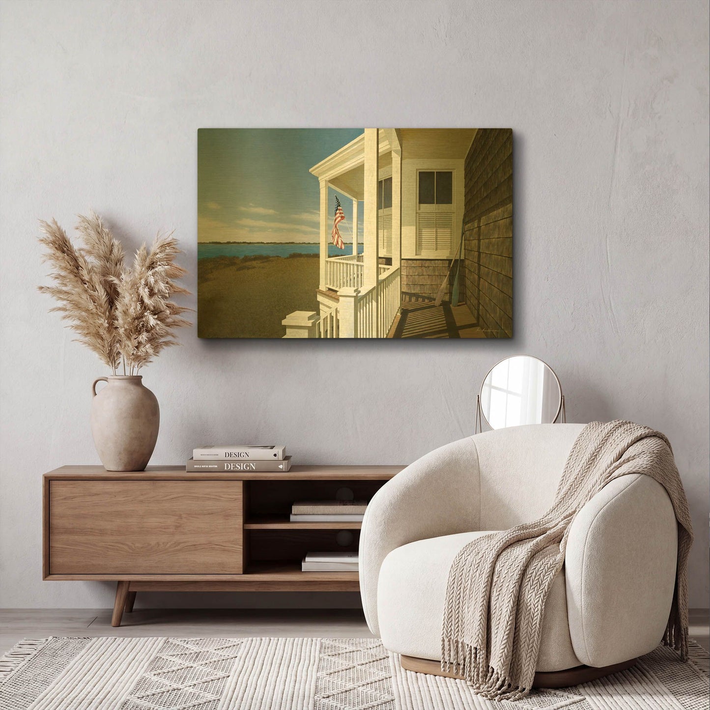 'Porch View' By Zhen-Huan Lu Gold Metal Wall Art