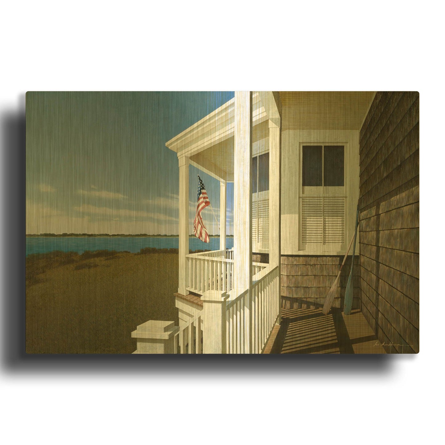 'Porch View' By Zhen-Huan Lu Gold Metal Wall Art