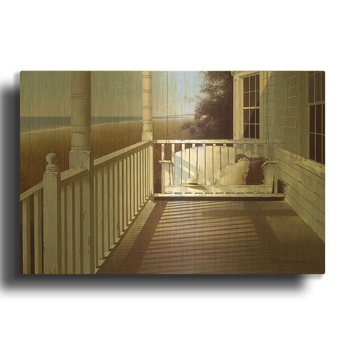 'Porch Swing 3' By Zhen-Huan Lu Gold Metal Wall Art