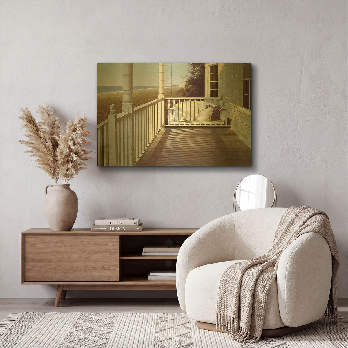 'Porch Swing 3' By Zhen-Huan Lu Gold Metal Wall Art
