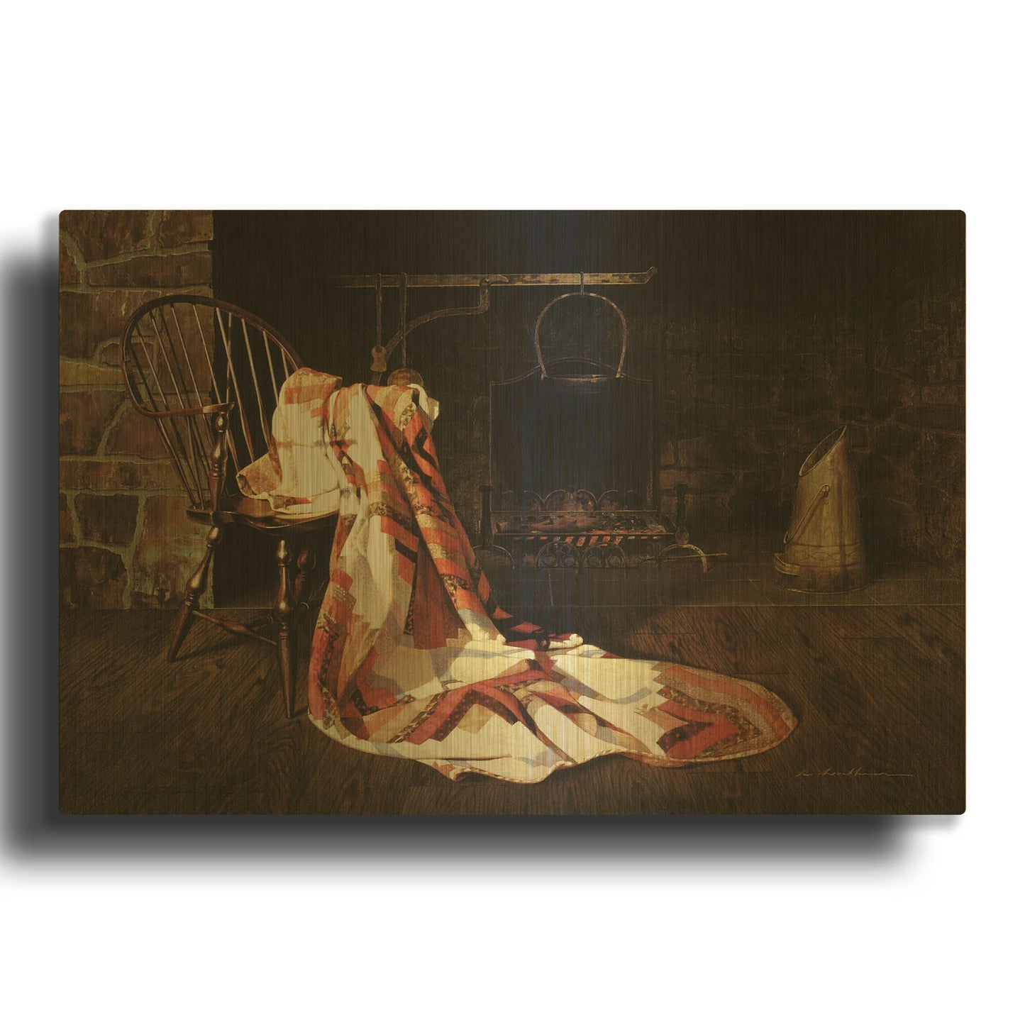 'The Quilt' By Zhen-Huan Lu Gold Metal Wall Art