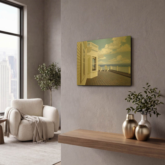 'Porch View 2' By Zhen-Huan Lu Gold Metal Wall Art