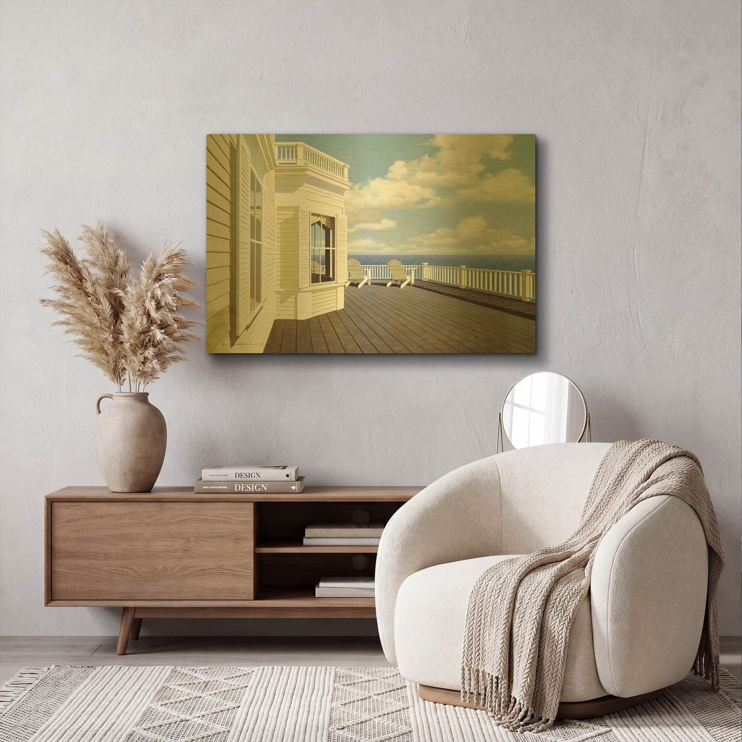 'Porch View 2' By Zhen-Huan Lu Gold Metal Wall Art