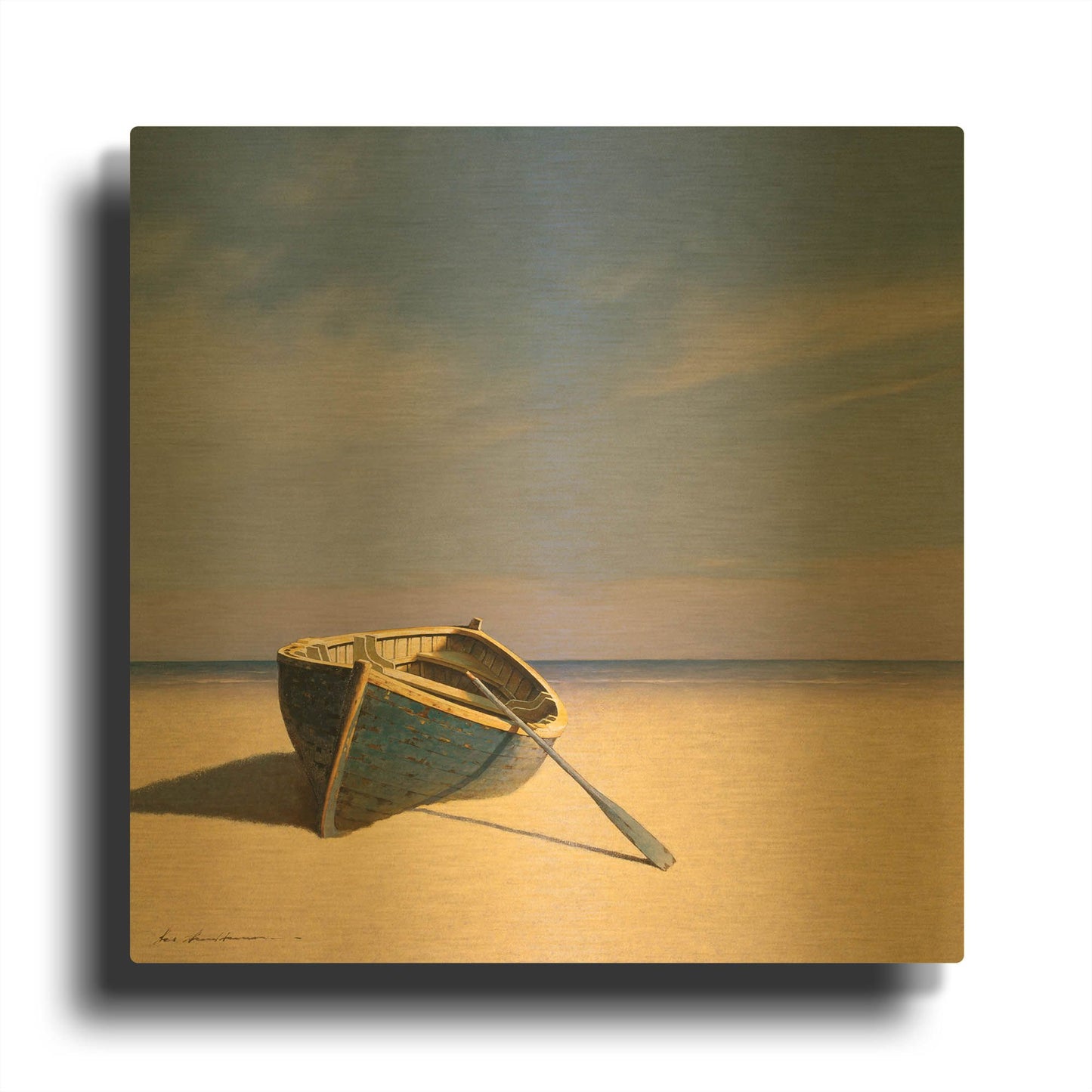 'Beached Boat 2' By Zhen-Huan Lu Gold Metal Wall Art