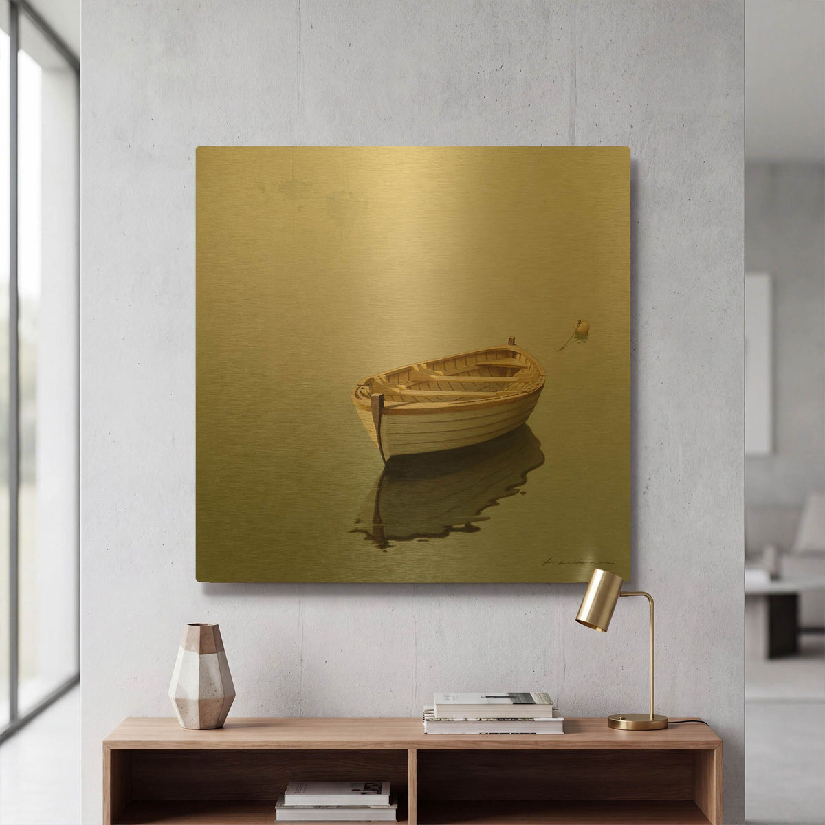 'Boat Shadow' By Zhen-Huan Lu Gold Metal Wall Art
