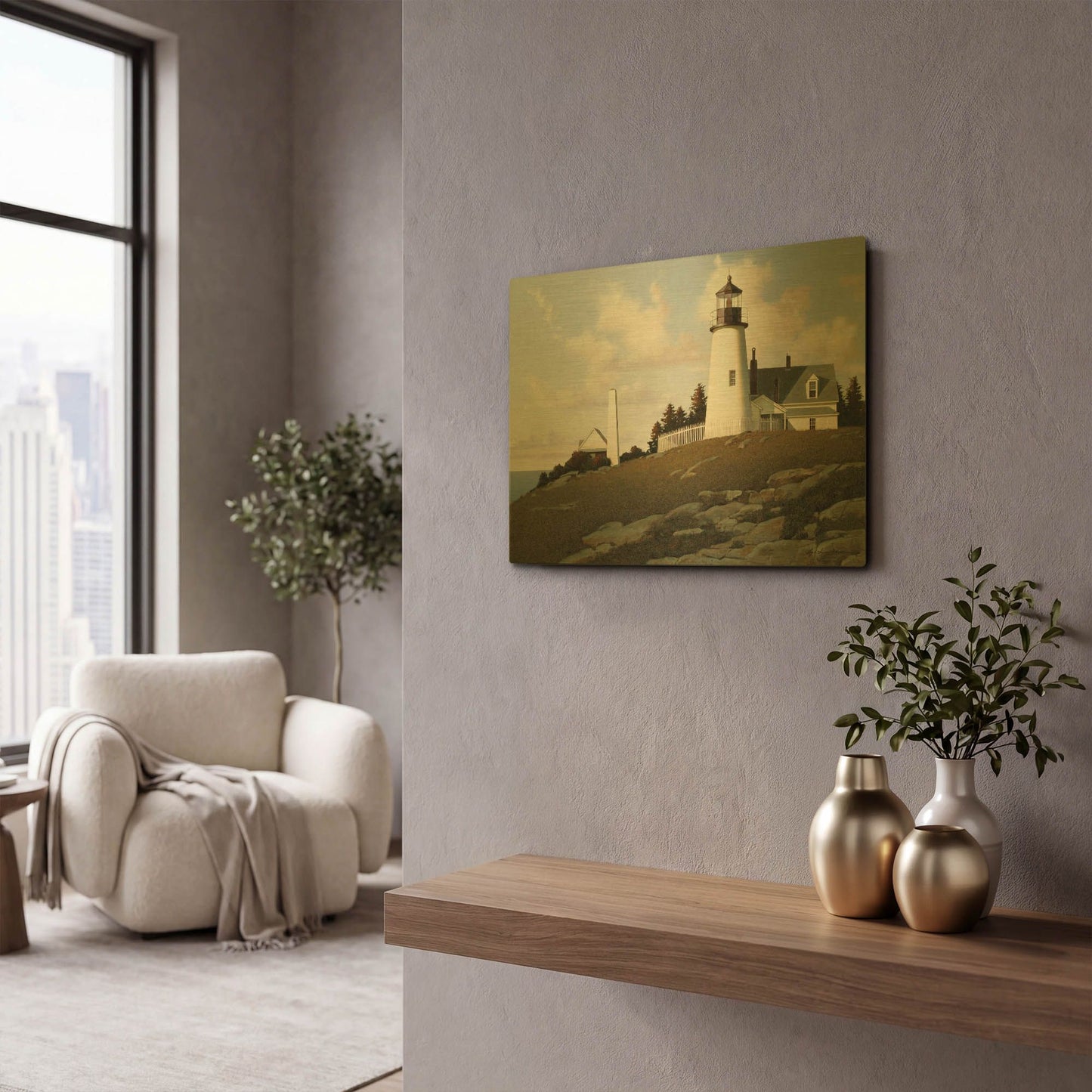 'Lighthouse 2' By Zhen-Huan Lu Gold Metal Wall Art