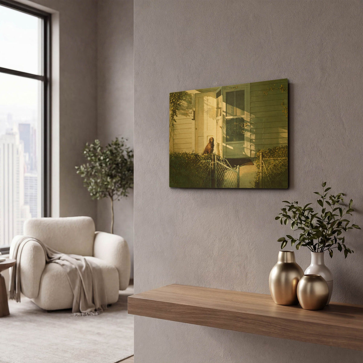 'Patiently Waiting' By Zhen-Huan Lu Gold Metal Wall Art