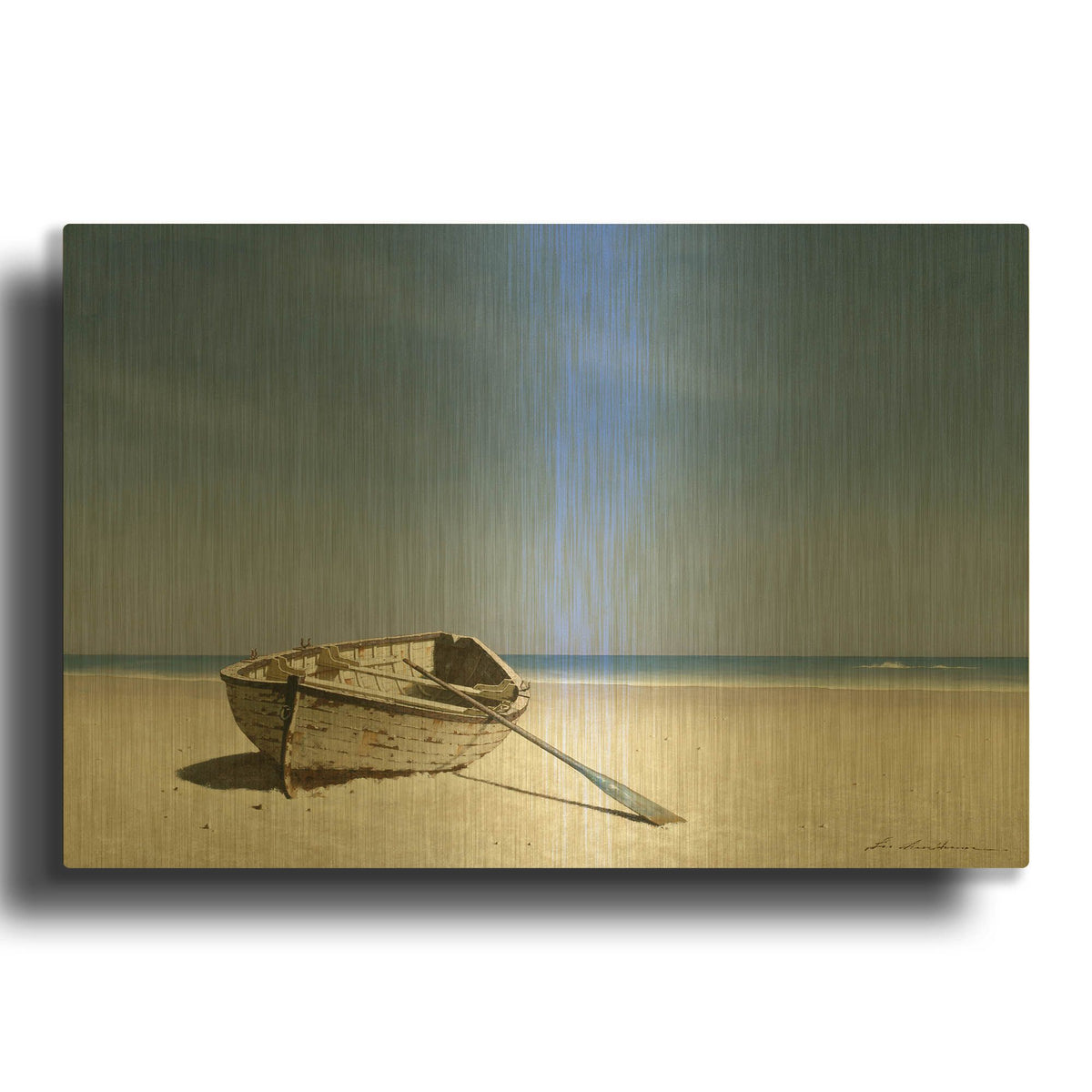 'Beached Boat 4' By Zhen-Huan Lu Gold Metal Wall Art