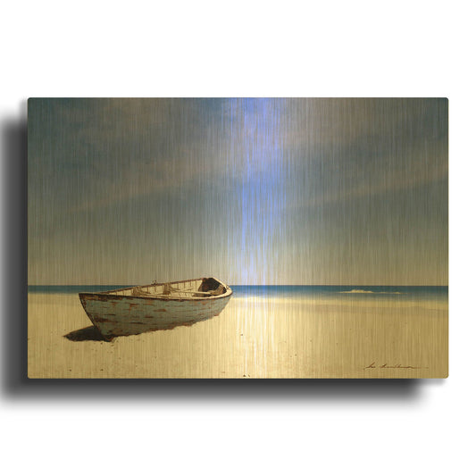 'Beached Boat 3' By Zhen-Huan Lu Gold Metal Wall Art