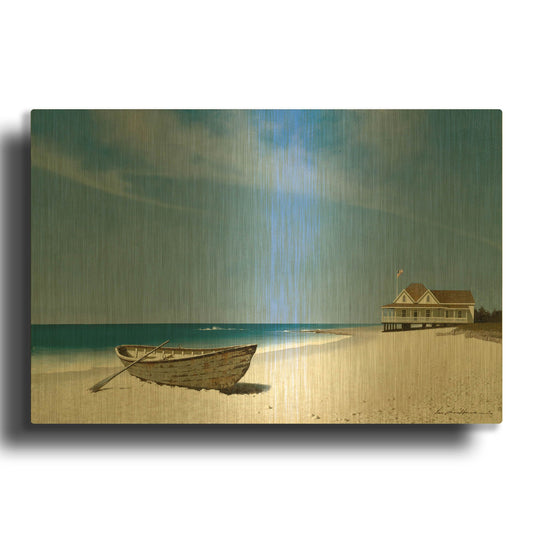 'Beach House View 2' By Zhen-Huan Lu Gold Metal Wall Art