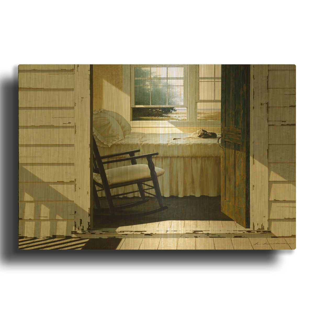 'Beach House Cat' By Zhen-Huan Lu Gold Metal Wall Art