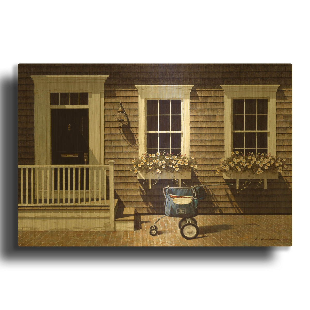 'Mail Delivery' By Zhen-Huan Lu Gold Metal Wall Art