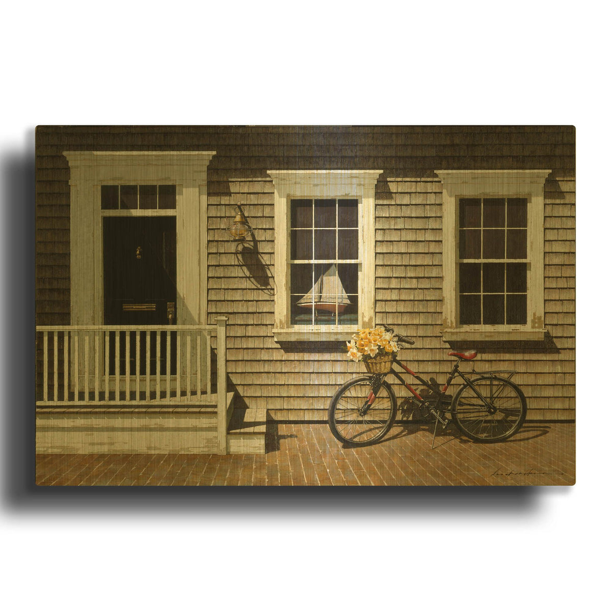 'Bicycle s Basket Of Flowers' By Zhen-Huan Lu Gold Metal Wall Art