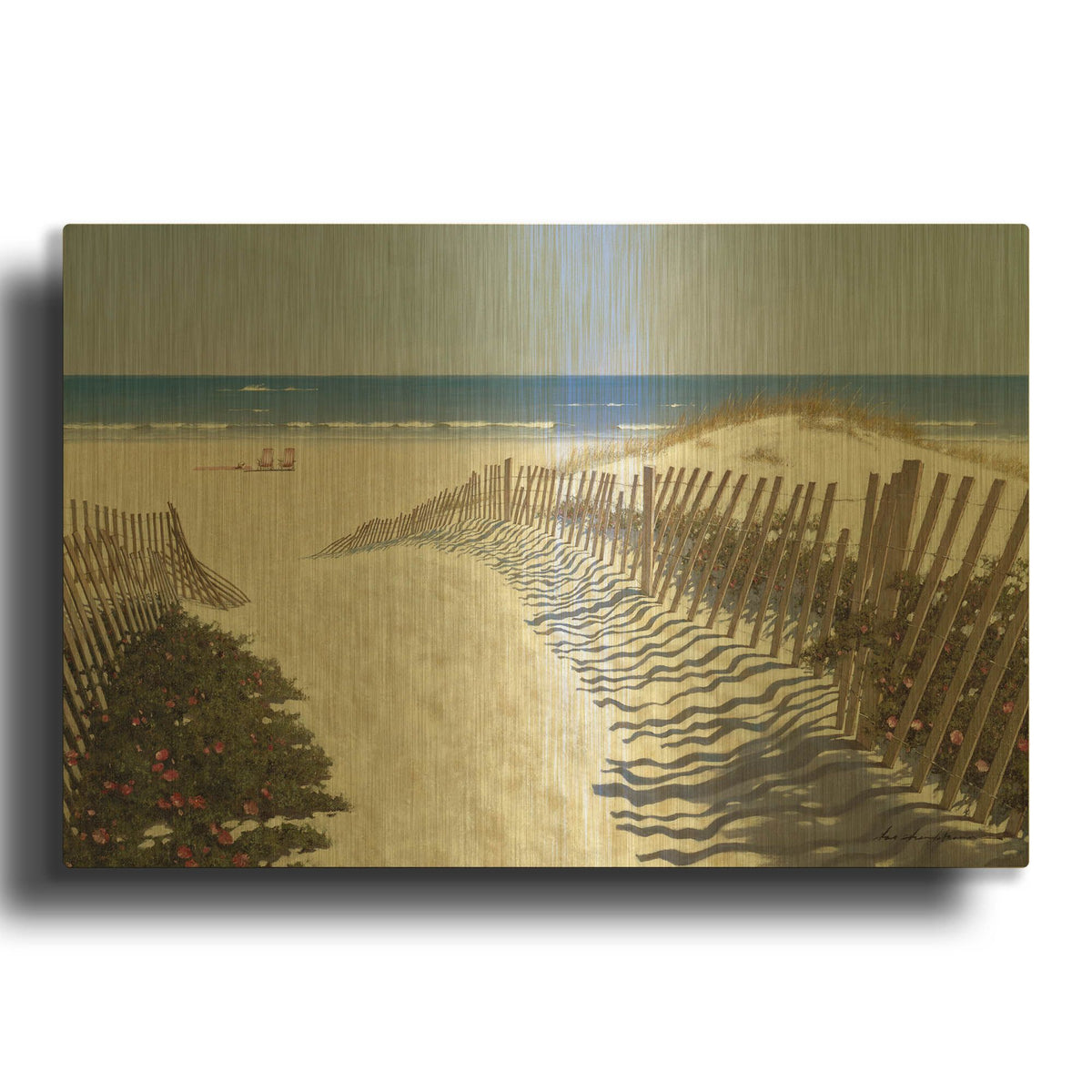 'Walk To The Beach' By Zhen-Huan Lu Gold Metal Wall Art