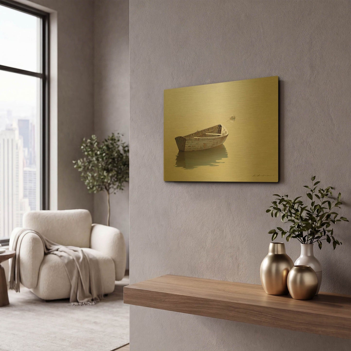 'Calm Waters' By Zhen-Huan Lu Gold Metal Wall Art