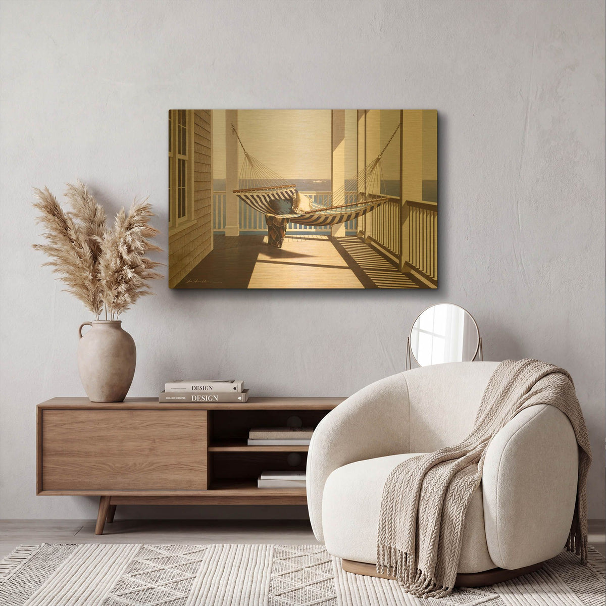 'Sunlit Hammock II' By Zhen-Huan Lu Gold Metal Wall Art